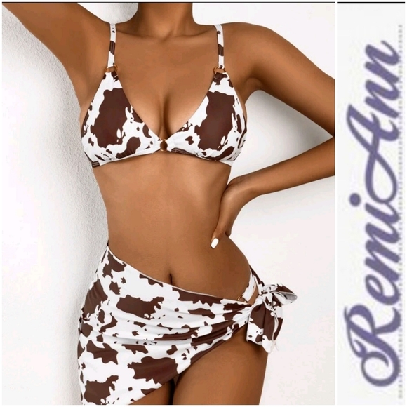 RemiAnn Other - 3pack Cow Print Bikini Swimsuit & Beach Skirt